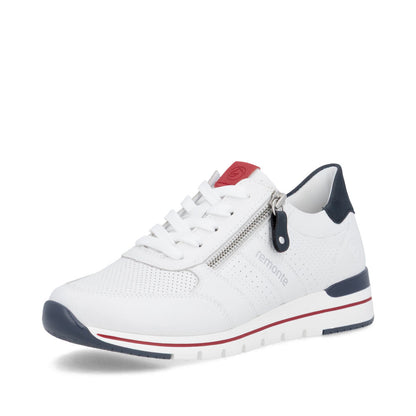 Remonte R6705-82 White, Navy & Red G Fit Trainers with Zip