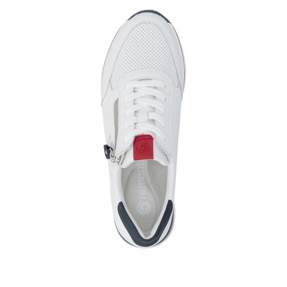 Remonte R6705-82 White, Navy & Red G Fit Trainers with Zip