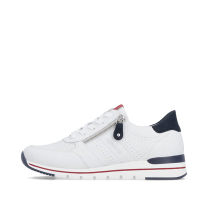 Remonte R6705-82 White, Navy & Red G Fit Trainers with Zip