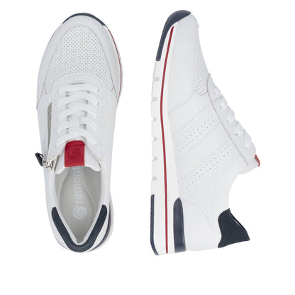 Remonte R6705-82 White, Navy & Red G Fit Trainers with Zip