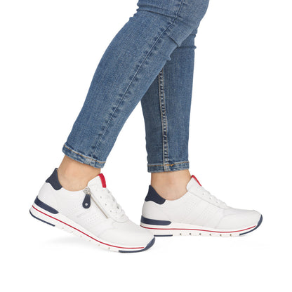 Remonte R6705-82 White, Navy & Red G Fit Trainers with Zip