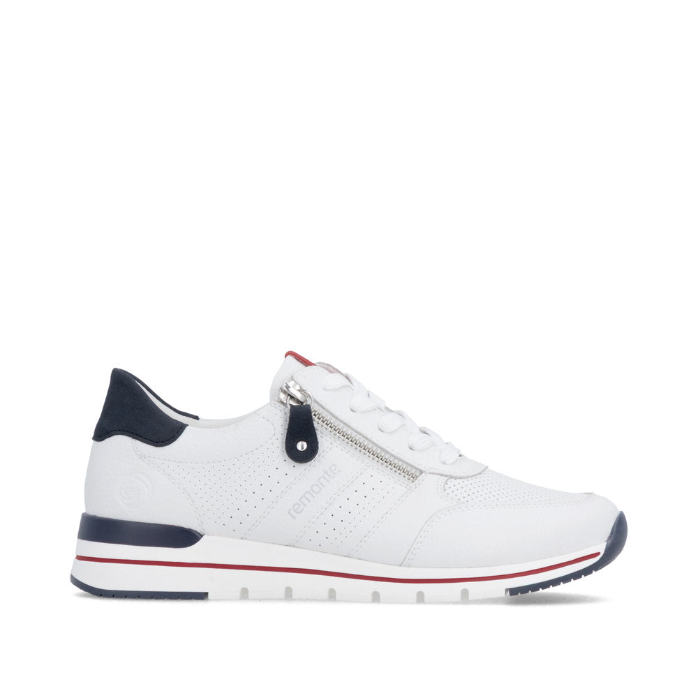 Remonte R6705-82 White, Navy & Red G Fit Trainers with Zip