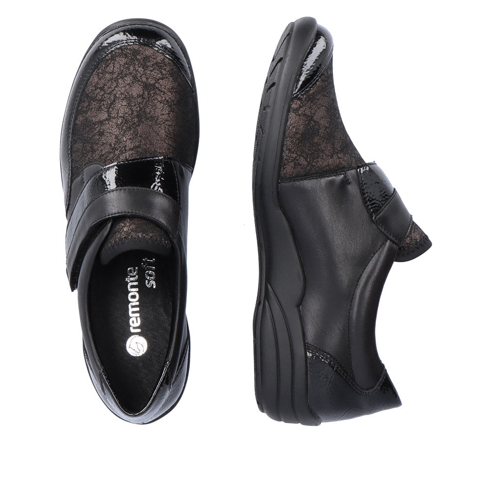 Remonte R7600-03 Black/Bronze Combi Velcro H Fit Shoes