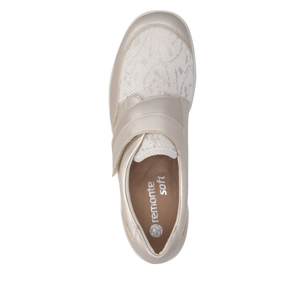 Remonte R7600-93 Champagne Gold, Beige & White H Fit Velcro Shoes