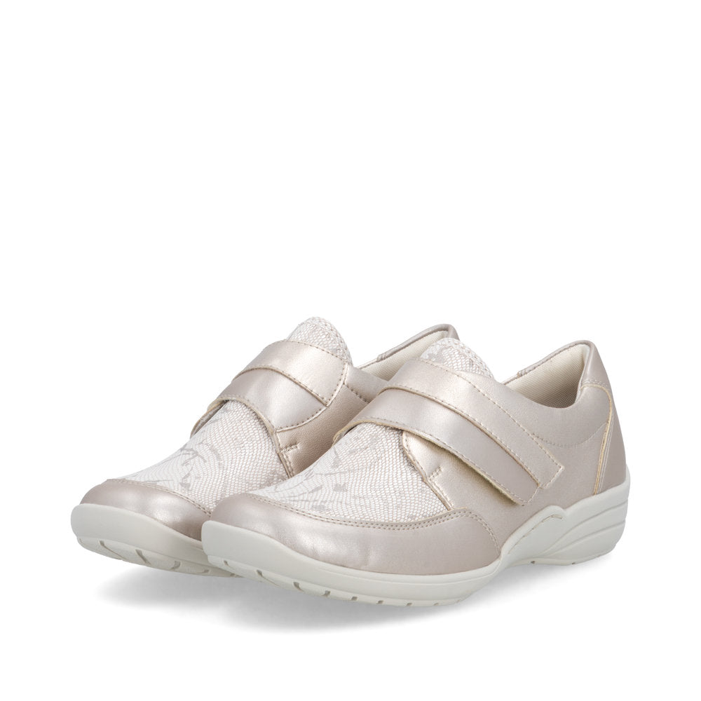 Remonte R7600-93 Champagne Gold, Beige & White H Fit Velcro Shoes