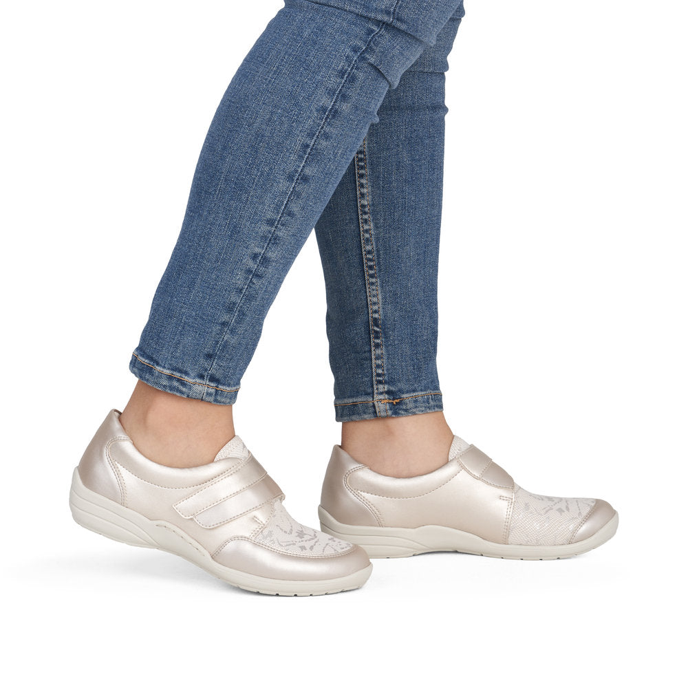 Remonte R7600-93 Champagne Gold, Beige & White H Fit Velcro Shoes