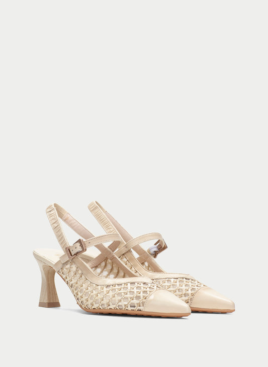 Hispanitas RHV264671 Butter Panna Cream Heels with Slingback Strap