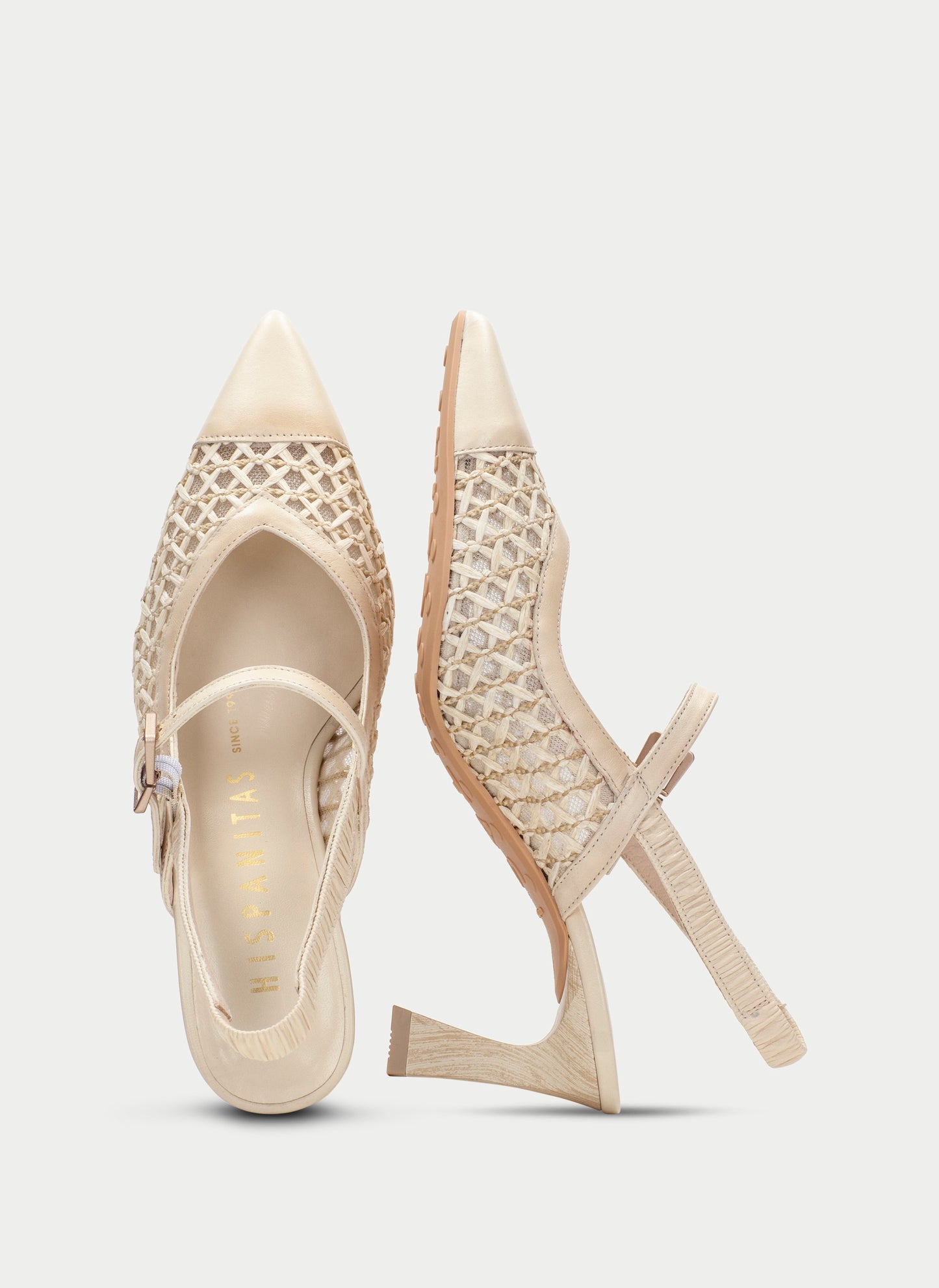 Hispanitas RHV264671 Butter Panna Cream Heels with Slingback Strap
