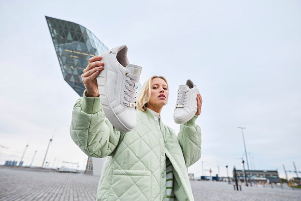 Rieker Evolution W0503-80 Off White Trainers with Zip