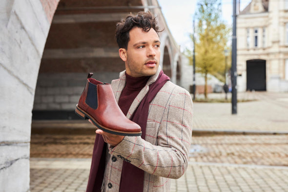 Rieker 14653-24 Brown Chelsea Boots with Navy Elastic