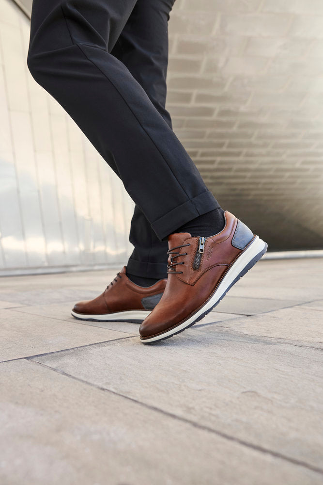 Rieker 14706-24 Brown Lace & Zip Shoes