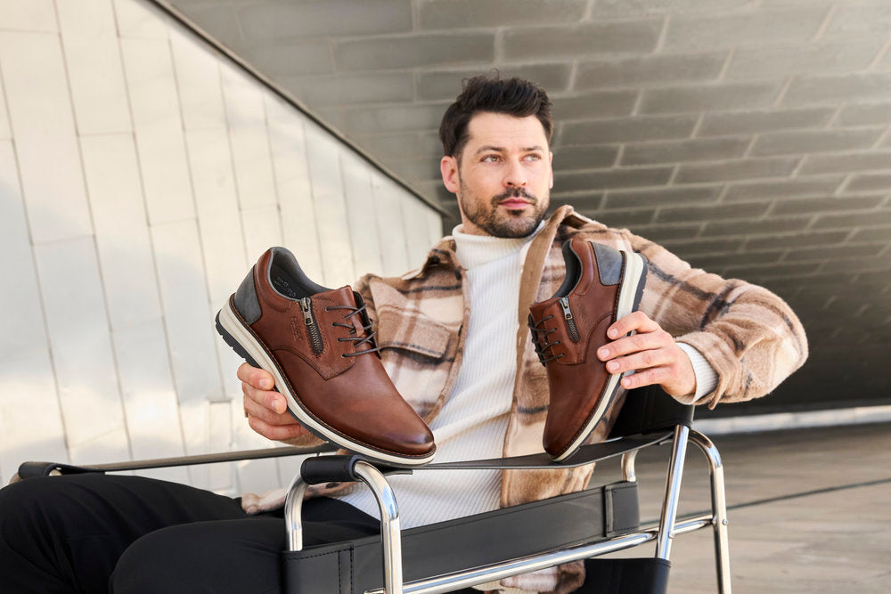 Rieker 14706-24 Brown Lace & Zip Shoes