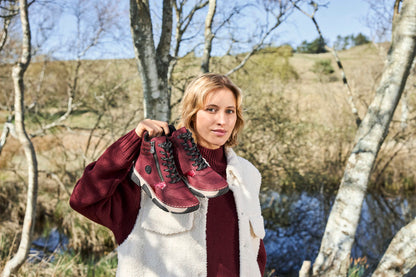 Rieker 45960-35 Burgundy Red & Black Lace Boots