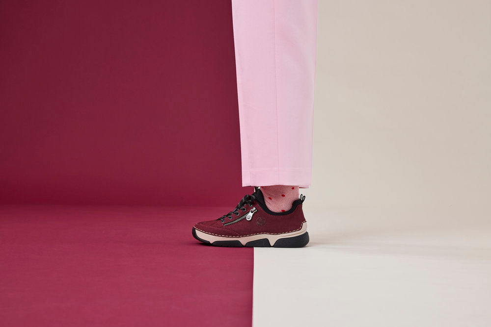 Rieker 45973-36 Burgundy/Wine & Black Slip On Shoes