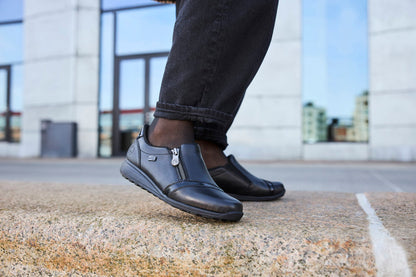 Rieker TEX 47264-00 H Fit Black Shoes with Side Zip