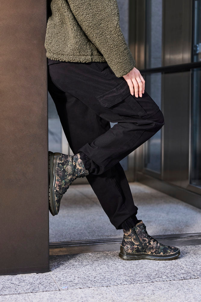 Rieker 53632-90 Black Pastel Flower & Bronze Boots