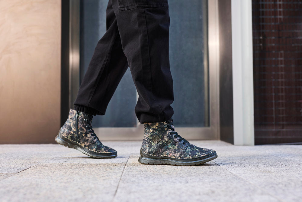 Rieker 53632-90 Black Pastel Flower & Bronze Boots