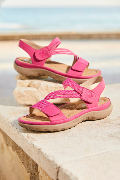 Rieker 64870-31 Fuchsia Pink F Fit Velcro Sandals