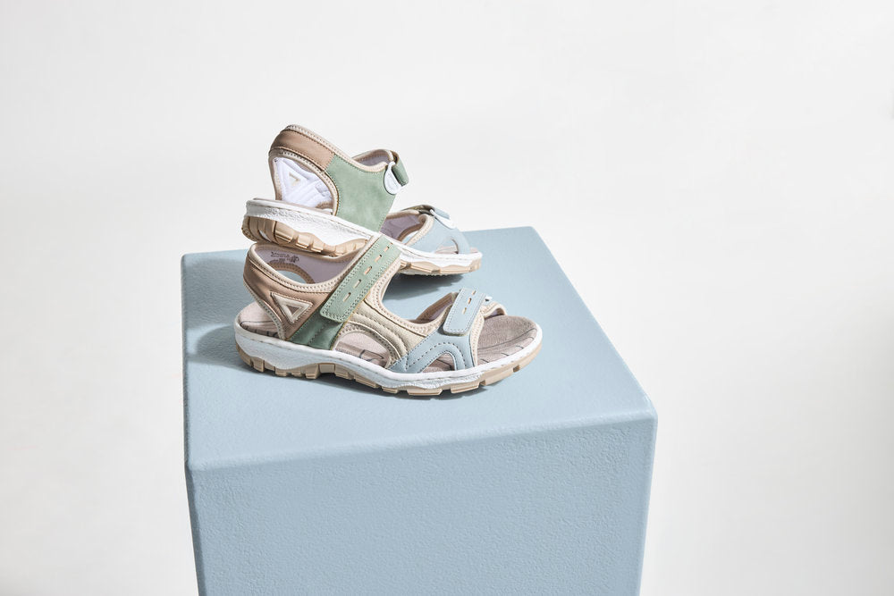 Rieker 68866-94 Blue, Cream & Nude Combi E 1/2 Fit Slingback Sandals