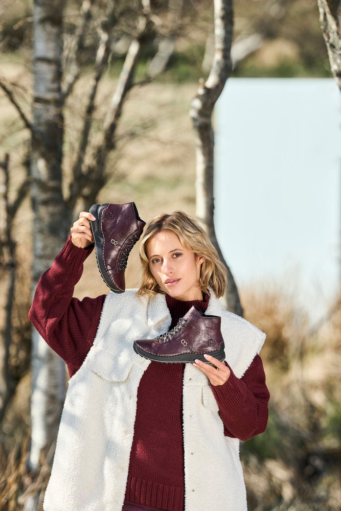 Rieker 71510-30 Dark Burgundy Lace Boots