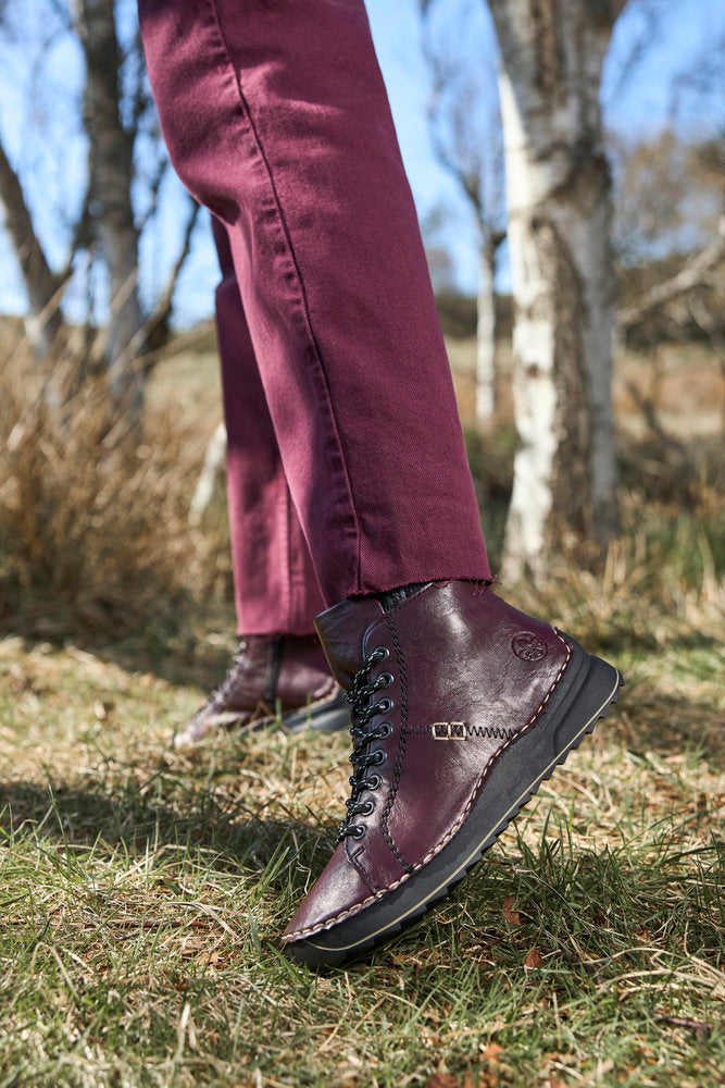 Rieker 71510-30 Dark Burgundy Lace Boots