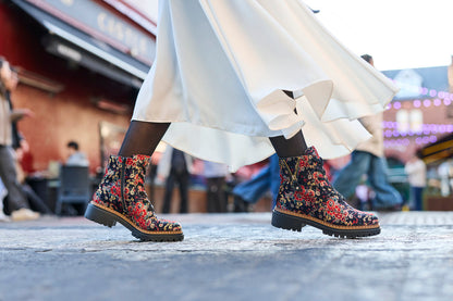 Rieker 72617-90 Black Flower Multi Red Boots