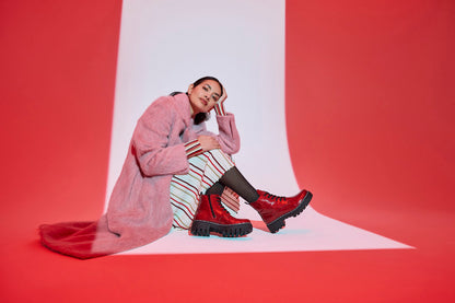 Rieker 74020-33 Fire Red Patent Ankle Boots