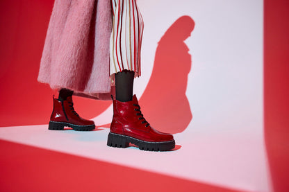 Rieker 74020-33 Fire Red Patent Ankle Boots