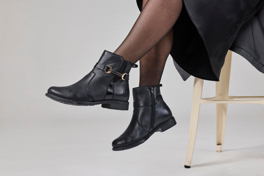 Rieker 74856-00 Black H Fit Ankle Boots