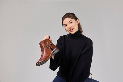 Rieker 74856-22 Cognac Tan & Navy H Fit Boots