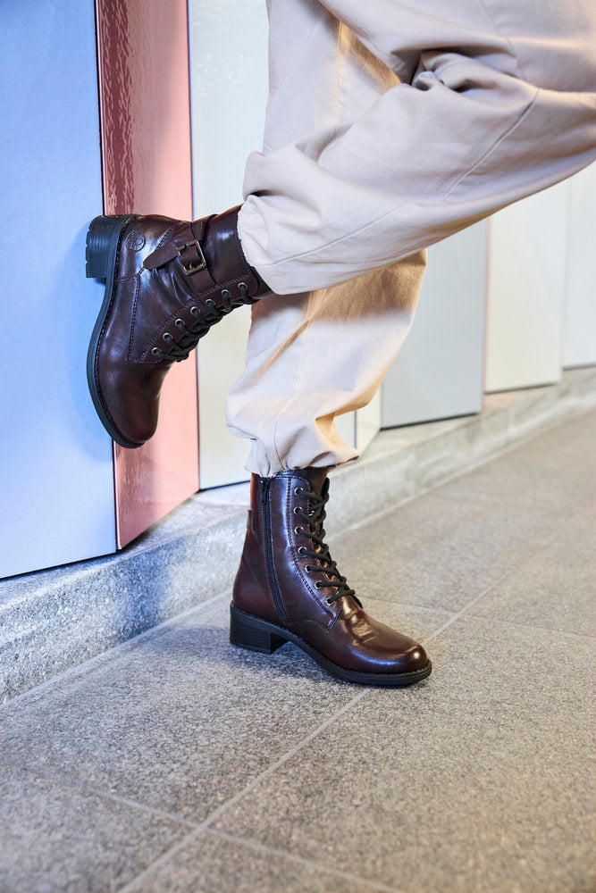 Rieker 75431-35 Burgundy Combi Ankle Boots