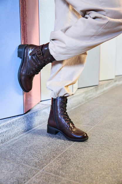 Rieker 75431-35 Burgundy Combi Ankle Boots
