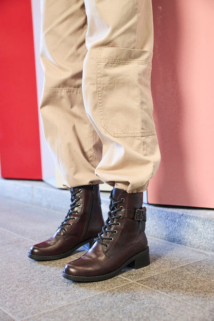 Rieker 75431-35 Burgundy Combi Ankle Boots