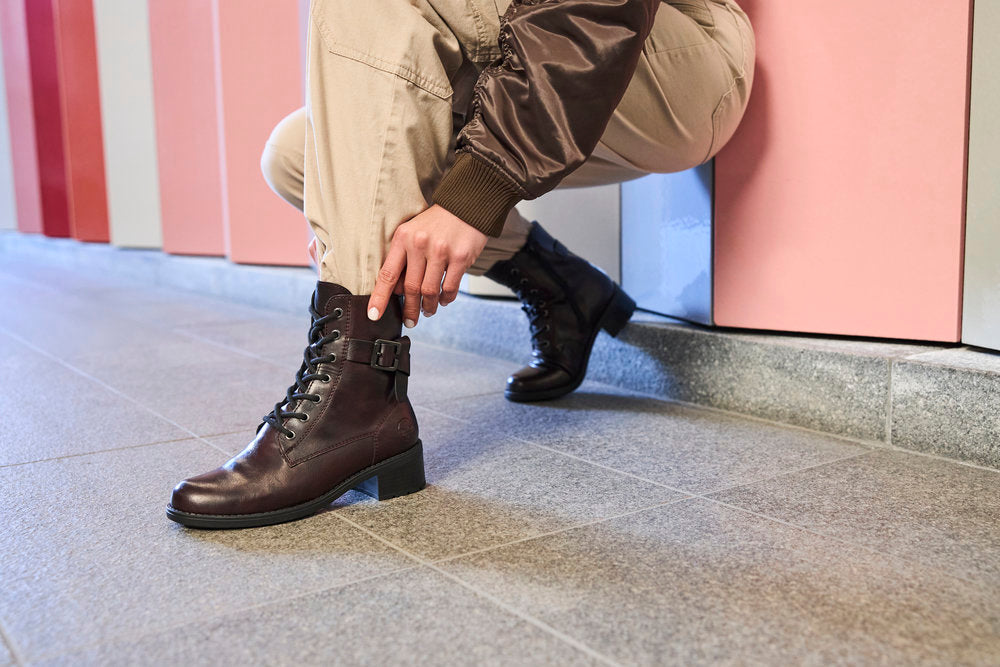 Rieker 75431-35 Burgundy Combi Ankle Boots