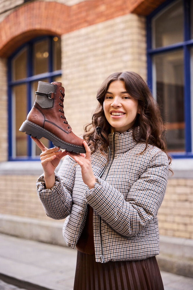 Rieker 76724-25 Brown, Stone & Black Combi Boots