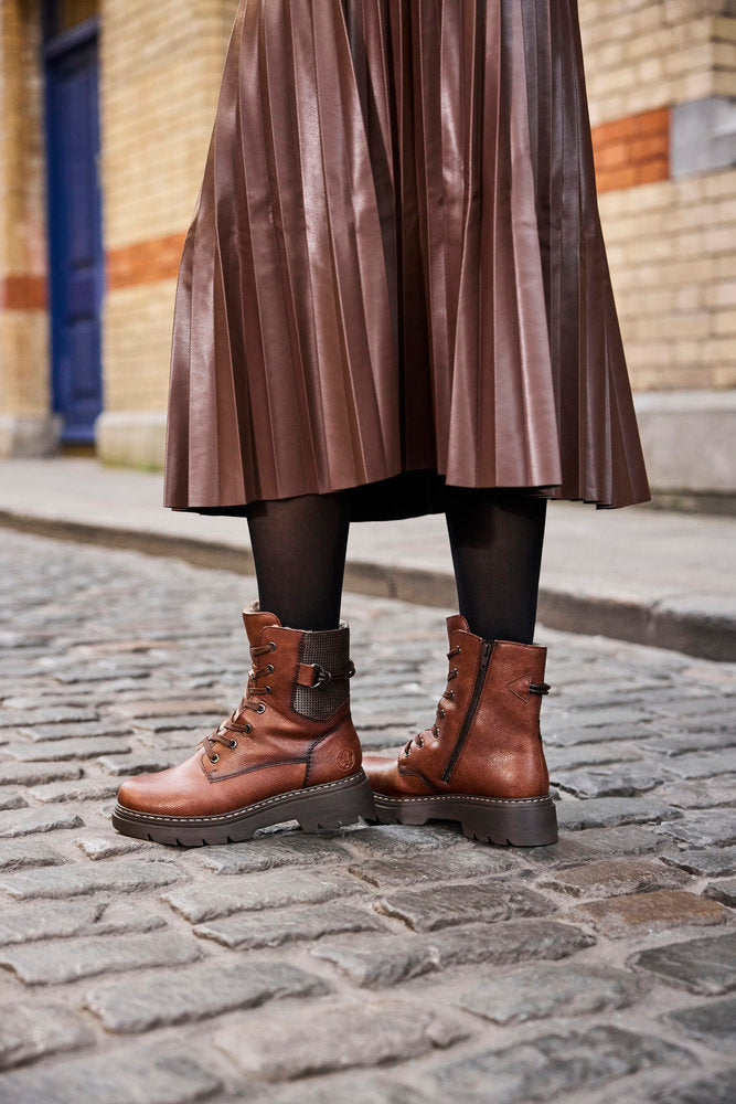 Rieker 76724-25 Brown, Stone & Black Combi Boots