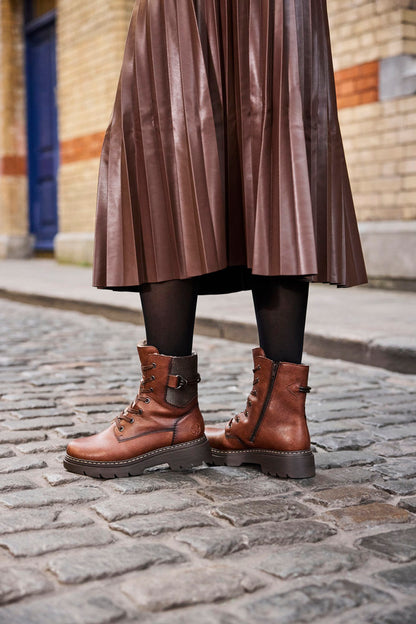 Rieker 76724-25 Brown, Stone & Black Combi Boots