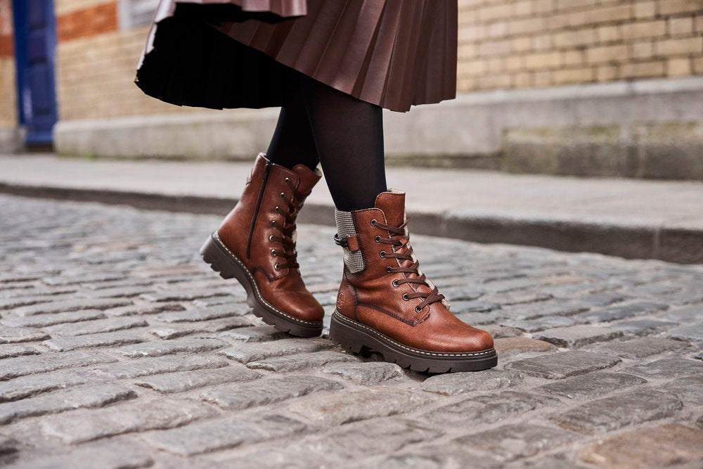 Rieker 76724-25 Brown, Stone & Black Combi Boots