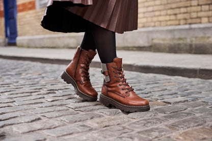Rieker 76724-25 Brown, Stone & Black Combi Boots