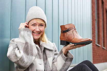 Rieker 78676-25 Chestnut Brown Ankle Boots with Chain/Link Detail