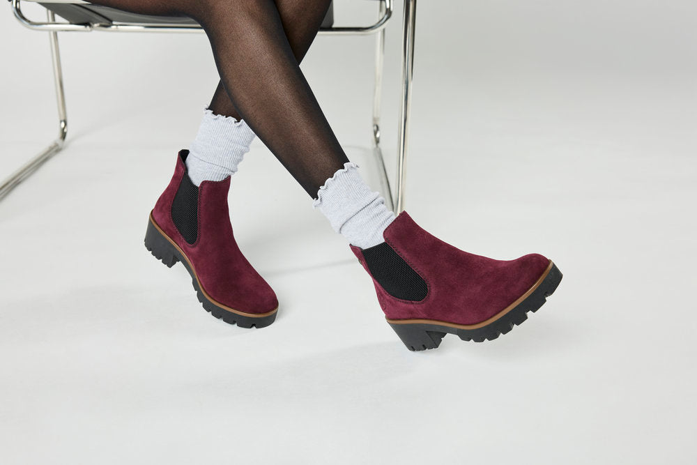 Rieker 79265-30 Plum & Black Ankle Boots