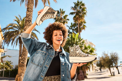 Rieker 90010-91 Leopard Print High Top Trainers