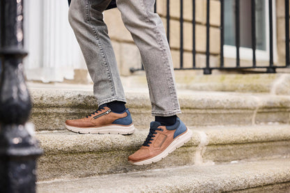 Rieker B1801-24 Brown & Navy Lace Shoes