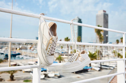 Rieker M1912-80 Cream & Gold zip F Fit Trainers