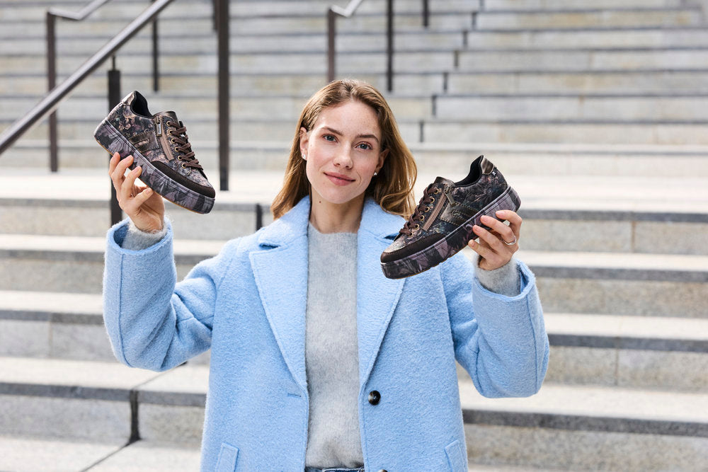 Rieker M7711-26 Nougat Brown & Black Multi Floral Trainers