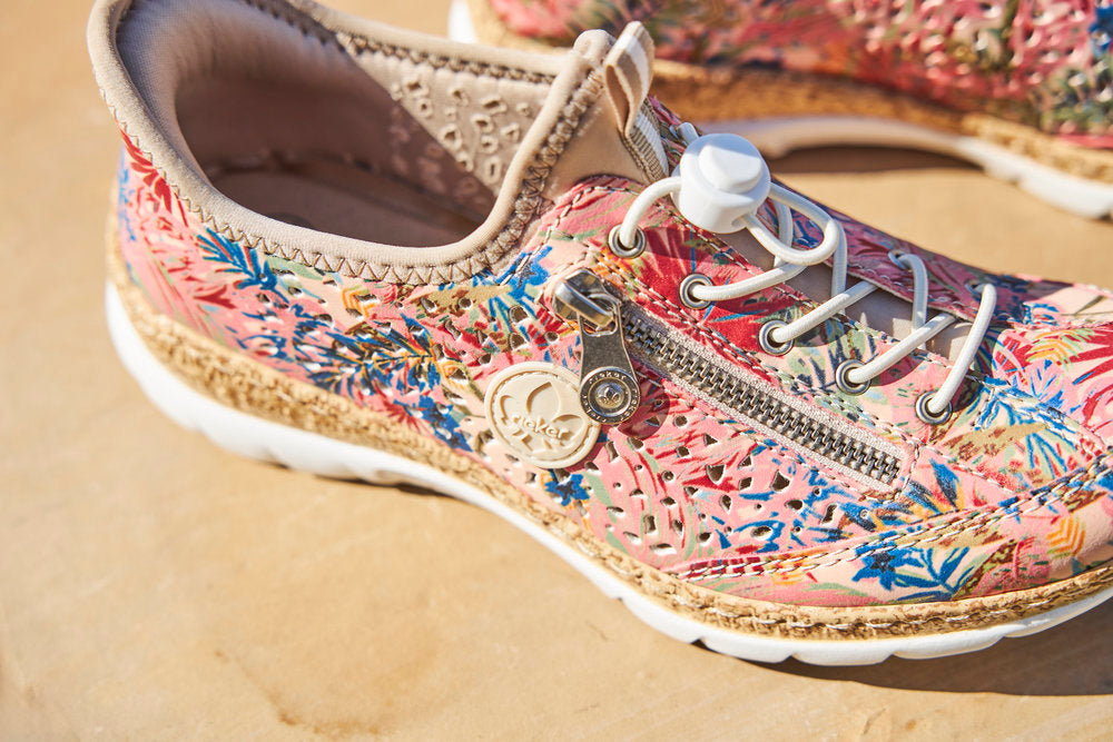 Rieker N42V3-90 Rosa Jungle Multi Elastic Lace Shoes