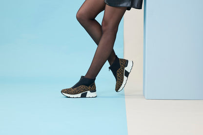 Rieker N6352-90 Brown Leopard & Black G Fit Front Zip Boots