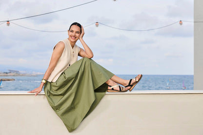 Rieker V3663-92 Shell, Beige, Light Gold & Black Combi F Fit Slingback Sandals