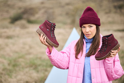 Rieker TEX Y6104-35 Burgundy Ankle Boots with Lace & Side Zip