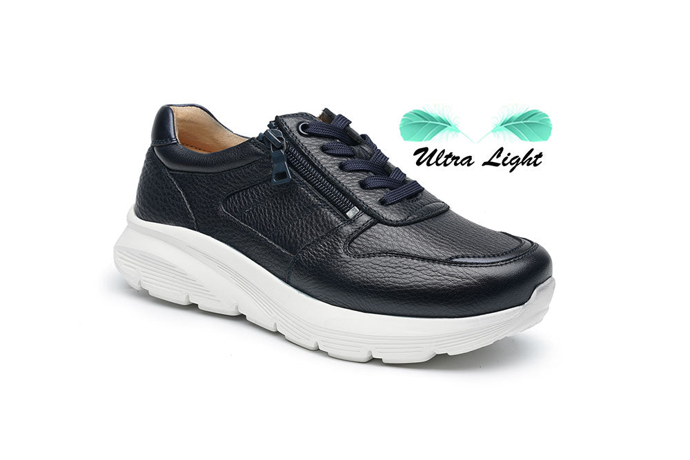 G Comfort S-1621 LC Navy Softnappa Sneakers with Zip